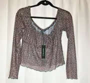 Leopard Print Large Motel Women's Crop Top Blouse
