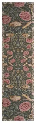 Roses and Birds II Blue 70x19 in Decorative Table Runner - William Morris Design