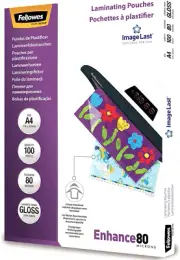 Fellowes Fellowes A4 80 Micron Laminating Pouches 100 Pack, (25205)