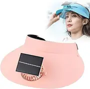 [Generic] Sun Visors Hat with Fan for Women - Fan Visor Hat, Large Area Sun Protection, Solar Fan Hat Sun Visor with 3 Wind Speed Adjustable Golf Visors for Outdoor, Running, Tennis
