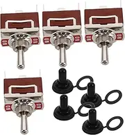 Alipis 4 Sets Momentary Toggle Switch for Cars and Boats Professional Automotive Toggle Switches Pin Position Dual Reset Design Easy Operation with Covers
