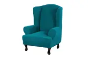 Living Room Stretch Wingback Chair Cover Spandex Fabric Wingback Armchair Covers-Green