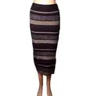 House of Harlow 1960 Womens Skirt Size XS Metallic Knit Striped Midi Split Side