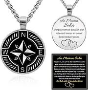 [FANCIBAND] Gift Son Necklace, To My Son Chain, Stainless Steel Silver 316L Necklaces with Compass Anchor Pendant, Anniversary, Birthday, Graduation Gifts Boys for Son from Mum Father