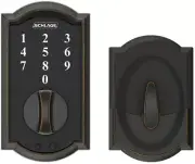 SCHLAGE Keyless Touch Screen Deadbolt Camelot Style Aged Bronze BE375 V CAM 716