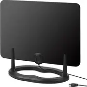 TV Aerial DVB-T and DVB-T2 - August DTA455 - Large Flat Freeview Digital HD 1080p+ TV Antenna Indoor Outdoor with 5dBi Gain 50 Kilometre Range - Freestanding or Wall Mount with 3 Metre Cable - Black