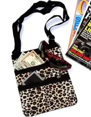 Crossbody Messenger Tote Bag LEOPARD print with Black Trim
