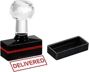 uxcell Delivered Stamp Self Inking, Red Ink Office Stamps Pre Inked Message Stamp Refillable Business Stamp, Black