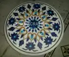 24" Marble Coffee Table Top Lapis Lazuli Floral Inlay Patio Table Home Decor