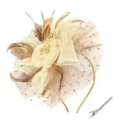 Fascinators Hats for Women Tea Party Vintage Fascinator Headband Hat Khaki