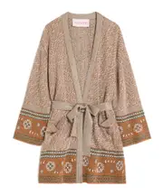 Valentino Jacquard Belted Drop-Shoulder Cardigan S,M Ginger orange/gold