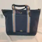 NWT Coach Ellis Weekender Bag Canvas Blue/tan Shoulder Strap