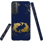 For Samsung Galaxy S21 FE Case Armour Cover, Pisces Drawing
