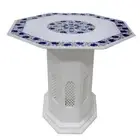 42" Marble Center Table Top Semi Precious Stones Inlay With 18" Marble Stand