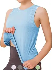 [Chilylori] Seamless Tank Tops for Women Workout Tops Cropped Tank Top Mesh Workout Tops for Women Loose Tanks Ribbed Running Tank Tops