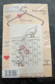 NEW SEALED Country Wireworks Cross Stitch 2 Geese w Hearts Kit # 070111 USA