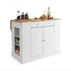 Kitchen Island Trolley Mobile Buffet Sideboard Wood Wood Storage Cabinet White