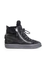 Black Suede High-Top Trainers