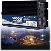 High Efficiency 3000W 4000W 5000W Pure Sine Wave Power Inverter DC 12V/24V/48V/60V/72V to AC 110V 220V Converter Solar Power Inverter with AC Outlets & LCD Display for Home Camping,5000w,60V to 110V
