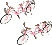 Alasum Two-Seater Bicycle Bike Figurine Durable Bike Ornaments Bike Decor Bike Sculpture Mini Cycle Desktop Bike Model Sculpture Art Ornaments Simulation Bike Pink