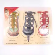 Melissa & Doug LACING SHOES Wooden Peg Puzzle Boots, Skate, Sneaker NEW