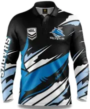 Cronulla Sharks 2024 NRL Mens Ignition Fishing Shirt Sizes S-7XL BNWT