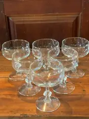 Vtg Depression Glass Toasting Stemware 4.75”H and 4”W Wedding Formal Set Of 6