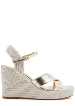 Jimmy Choo Dellena 100 Metallic Espadrille Wedge Sandals - Gold - 38 (IT38 / UK5) 38 (IT38 / UK5)