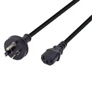 Dynamix C-POWERRE3 10A 3 Pin to IEC C13 Power Cord - with Rounded Earth Pin - 3m - Black SAA Approved - AU/NZ [C-POWERRE3]