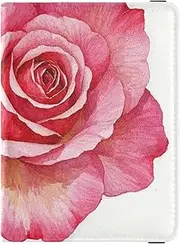 [Amooorous] Peach Rose Floral Leather decorative family passport holder Vaccine Case Protector Cover Passport Holder Case Lightweight, peach rose floral, 1 size