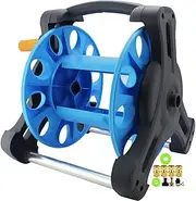 Garden Hose Reel Cart with Hose,Garden Grass Wateirrigation Hose Truck, Outdoor Portable Pet Cleaning Hose Storage Rack, Water Pipe + Water Gun/Blue/Dn15 10M Pipe a