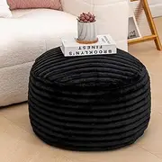 Asuprui Pouf Ottoman Unstuffed Ottoman Foot Rest Floor Pouf 20x20x12 Inches Round Bean Bag Chair Foldable Floor Chair Storage for Living Room Bedroom Black Stripe