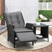 Livsip Outdoor Lounge Set Recliner Chair and Table Garden Patio Furniture Black