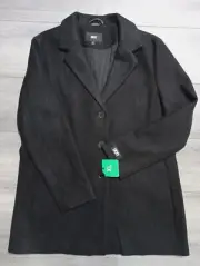 DKNY Coat Adult XL Black Polyester/Wool Collar Buttons Heavy Womens