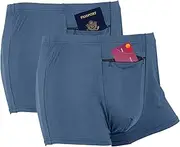 [LUEXBOX] 2 Pack Underwear for Men with Secret Hidden Front Pocket, Travel Boxer Briefs, Blue
