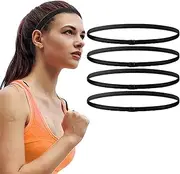 XUTONG 4PCS Non-Slip Elastic Sports Headbands,Silicone Grip Hairband Mini Sweat Band,Great for Working Out