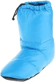 [TENOL] White Goose Down Slippers Winter Warm Camping Tent Foot Booties, Blue L
