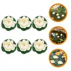 6Pcs white lotus Garden fish tank decorations dancing props for Home