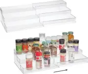 SIMPLEMADE Clear Spice Rack - 2 Pack Three-Tiered Shelf, Countertop, and Cabinet