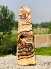 Natural Brown Banded Aragonite Druzy Crystal Obelisk Tower, Healing Chackra