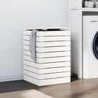 Laundry Basket White 44x44x66 cm Solid Wood Pine Storage Organizer Home De 32318