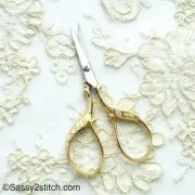 WASA Solingen 3-1/2" Floral Embroidery Scissors-Gold