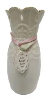 Lenox Love Notes Loved Bud Ceramic Vase with Charm 7 1/2” Tall
