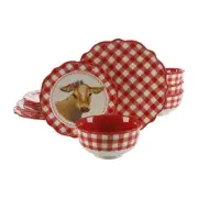 The Pioneer Woman Gingham Red Stoneware 12 Piece Dinnerware Set Microwave Safe