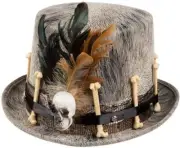 Boland Voodoo Nawu Hat with Bone And Feather Decorations, Grey, one size, 72180