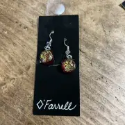 NEW Millefiori Multicolored Bead Earrings Sterling Silver Metal Made In USA 2