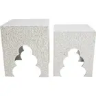 2pc LVD Capiz/MDF 40/35cm Side Table Nest Set Home Room Furniture Square WHT