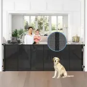 Reinforced 75" Wide Retractable Baby Gates with Support Rods, Retractable Dog Ga