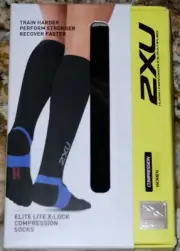 2XU Elite Lite X:Lock Compression OTC Running Recovery Socks Black NEW Womens XS