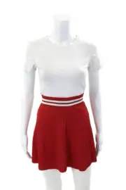 Nervure Womens Pull On A Line Mini Skirt Red White Size Large